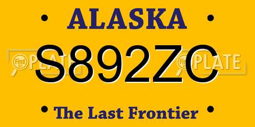 S892ZC Alaska License Plate