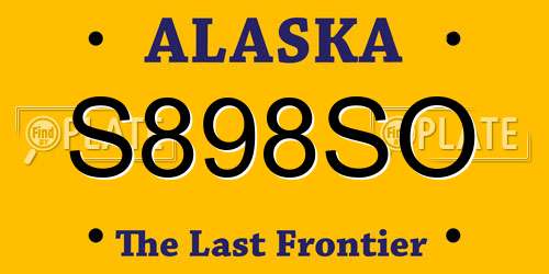S898SO Alaska License Plate