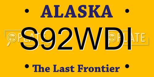 S92WDI Alaska License Plate