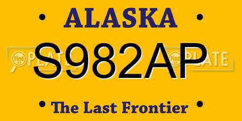 S982AP Alaska License Plate