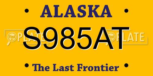 S985AT Alaska License Plate