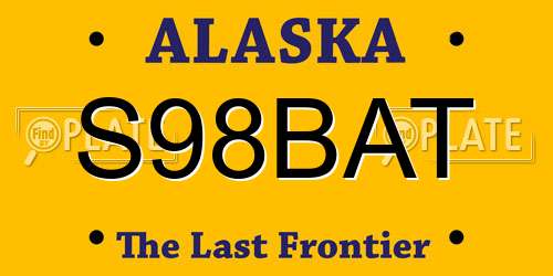 S98BAT Alaska License Plate