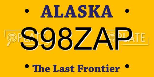 S98ZAP Alaska License Plate