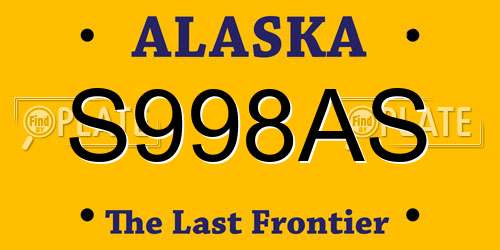 S998AS Alaska License Plate