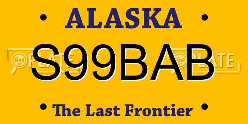 S99BAB Alaska License Plate