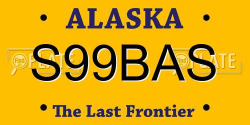 S99BAS Alaska License Plate