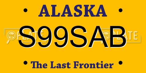 S99SAB Alaska License Plate