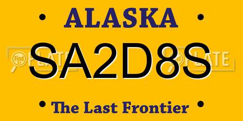 SA2D8S Alaska License Plate