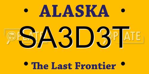 SA3D3T Alaska License Plate