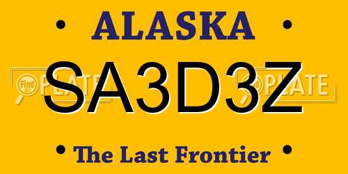 SA3D3Z Alaska License Plate