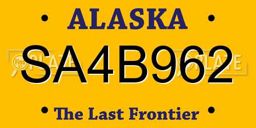 SA4B962 Alaska License Plate
