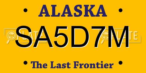 SA5D7M Alaska License Plate