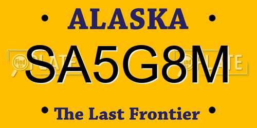 SA5G8M Alaska License Plate