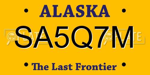 SA5Q7M Alaska License Plate