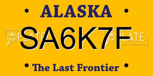 SA6K7F Alaska License Plate