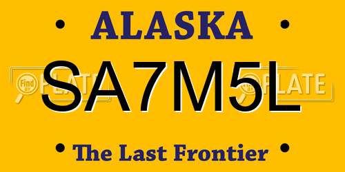 SA7M5L Alaska License Plate