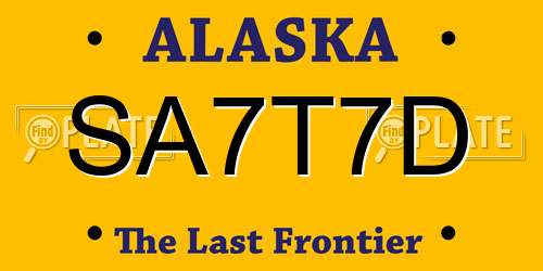 SA7T7D Alaska License Plate