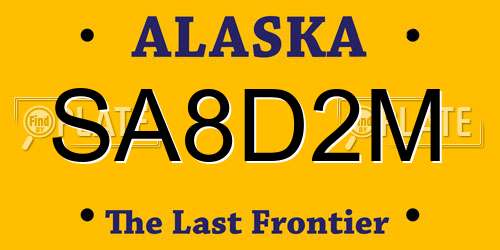 SA8D2M Alaska License Plate