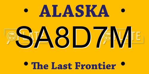 SA8D7M Alaska License Plate