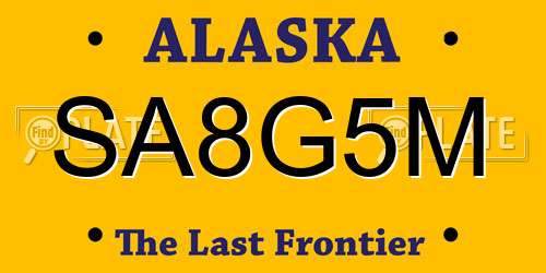 SA8G5M Alaska License Plate