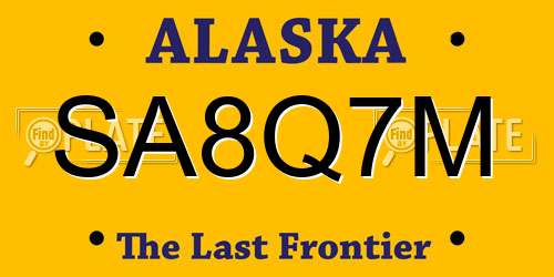 SA8Q7M Alaska License Plate