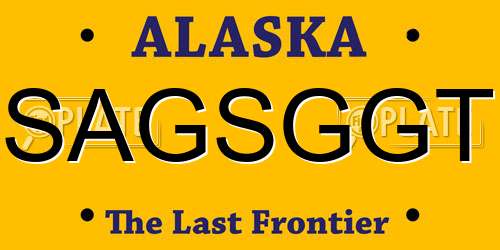 SAGSGGT Alaska License Plate