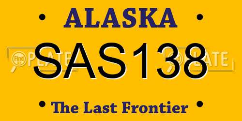 SAS138 Alaska License Plate