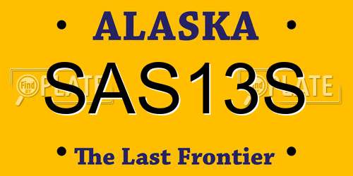 SAS13S Alaska License Plate