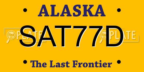 SAT77D Alaska License Plate