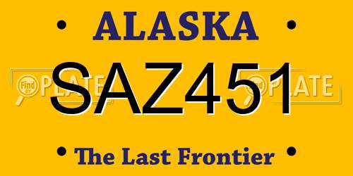 SAZ451 Alaska License Plate