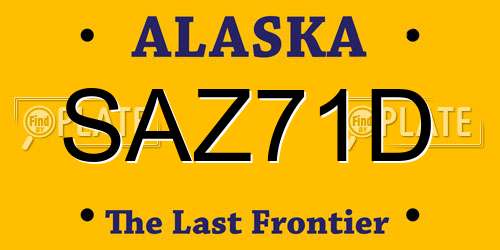 SAZ71D Alaska License Plate