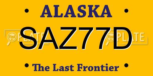 SAZ77D Alaska License Plate