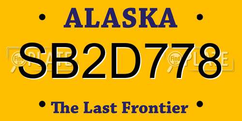 SB2D778 Alaska License Plate
