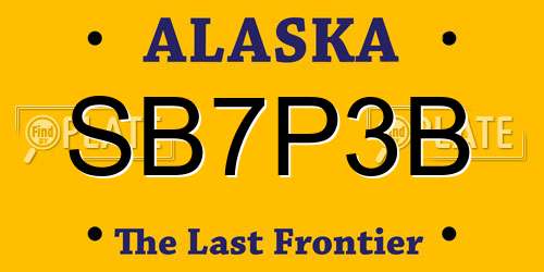 SB7P3B Alaska License Plate