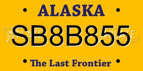 SB8B855 Alaska License Plate