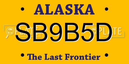 SB9B5D Alaska License Plate