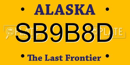 SB9B8D Alaska License Plate