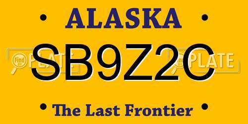SB9Z2C Alaska License Plate