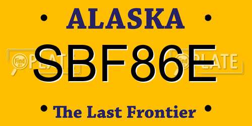 SBF86E Alaska License Plate