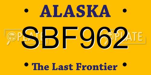 SBF962 Alaska License Plate