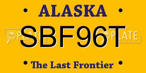 SBF96T Alaska License Plate