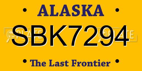 SBK7294 Alaska License Plate