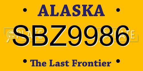 SBZ9986 Alaska License Plate