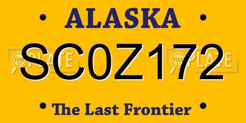 SC0Z172 Alaska License Plate