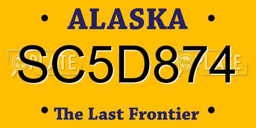 SC5D874 Alaska License Plate