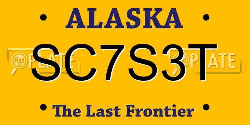 SC7S3T Alaska License Plate