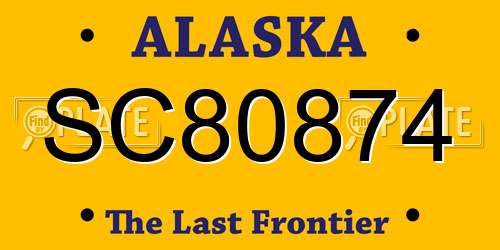 SC80874 Alaska License Plate