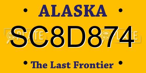 SC8D874 Alaska License Plate