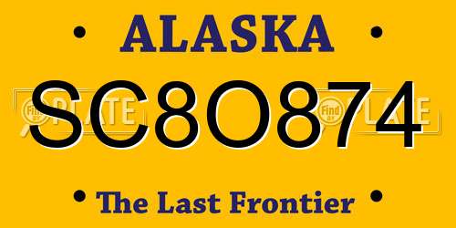 SC8O874 Alaska License Plate