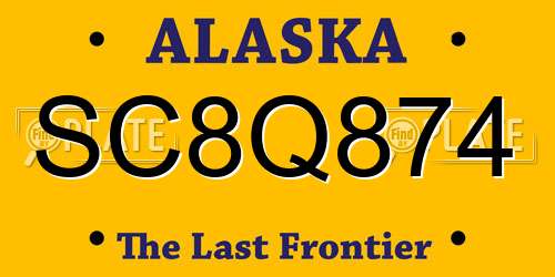 SC8Q874 Alaska License Plate